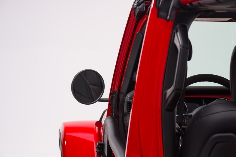 Jeep Wrangler Trail Mirror - Single - Rugged Ridge - Round - Tough Satin Black Powder Coat - `18-`22